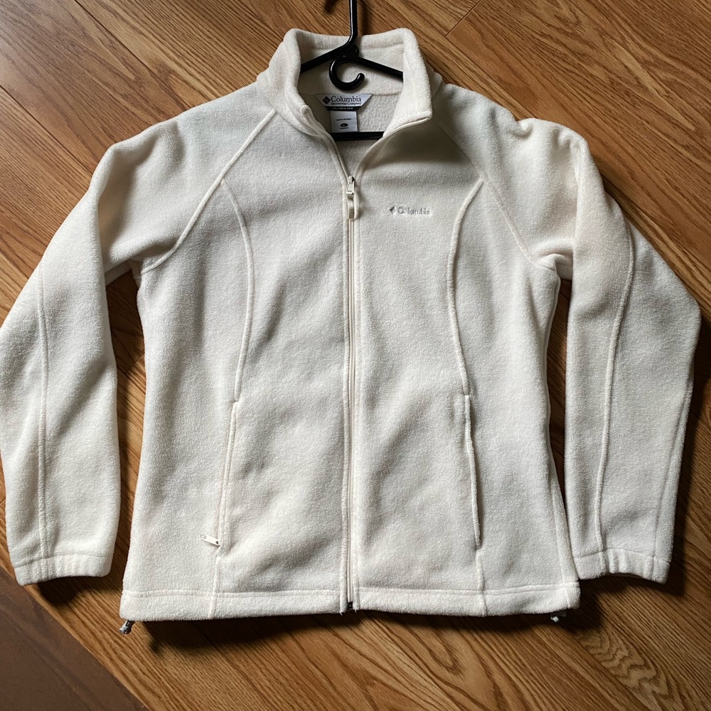 Ladies Large Cream Colored Full Zip Fleece